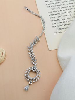 Abdesigns - Charming High Quality Silver Plated American Diamond Maang Tikka