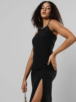 PINACOLADA - Womens Solid Black Regular Fit Dress