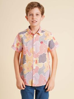 Jack & Jones Junior - Boys Abstract Regular Fit Multi-Color Shirt