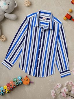 ZION - Boys Cotton Roll Up Sleeve Multi Color Stripes Shirt