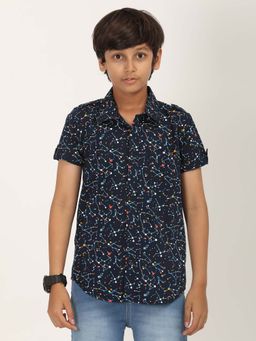 ZION - Boys Cotton Half Sleeve Navy Blue Shirt