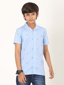 ZION - Boys Cotton Half Sleeve Blue Printed Shirt
