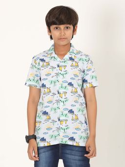 ZION - Boys Cotton Half Sleeve Blue Printed Shirt