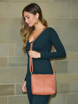 Toteteca - Peach Solid Simple Sling Bag