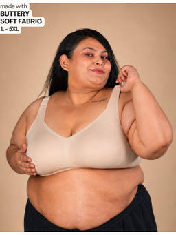INTIMATE QUEEN - Plus Size Full Coverage Seamless Lightly Padded Wireless Support Bra