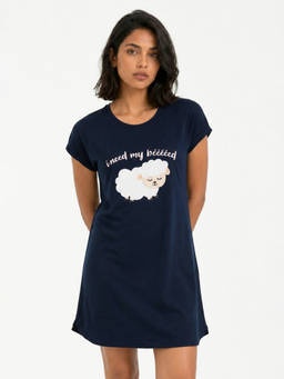 max - Navy Blue Women Printed Nightdress
