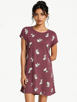 max - Brown Women Snoopy Printed Nightdress