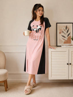 Slumber Jill - Pink Beauty sleep Rose mid length Nightdress