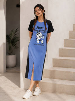 Slumber Jill - Blue More expresso mid length Nightdress