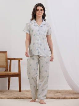 HOUSE OF COMFORT - Grey Sky Vibe PJ Shirt With Pyjama