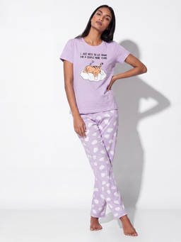 max - Lavender Women Printed Sleepwear T-shirt With Pyjama