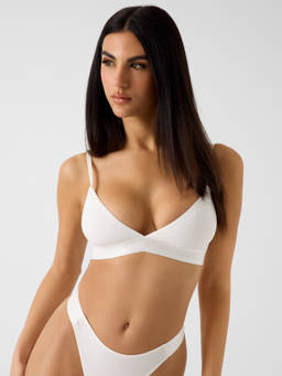 Guess - White Cotton Solid Women Bralette