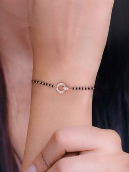 Kai Jewel - Sterling Silver Rose Gold Elegant Circle Mangalsutra Bracelet