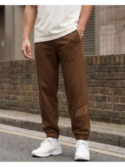 Bewakoof - Men Toffee Brown Reignite Typography Oversized Joggers