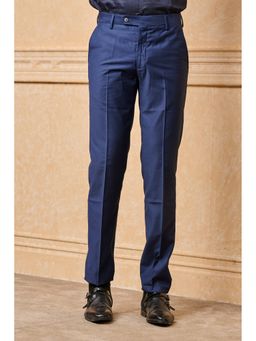 TASVA - Men Medium Blue Formal Trouser