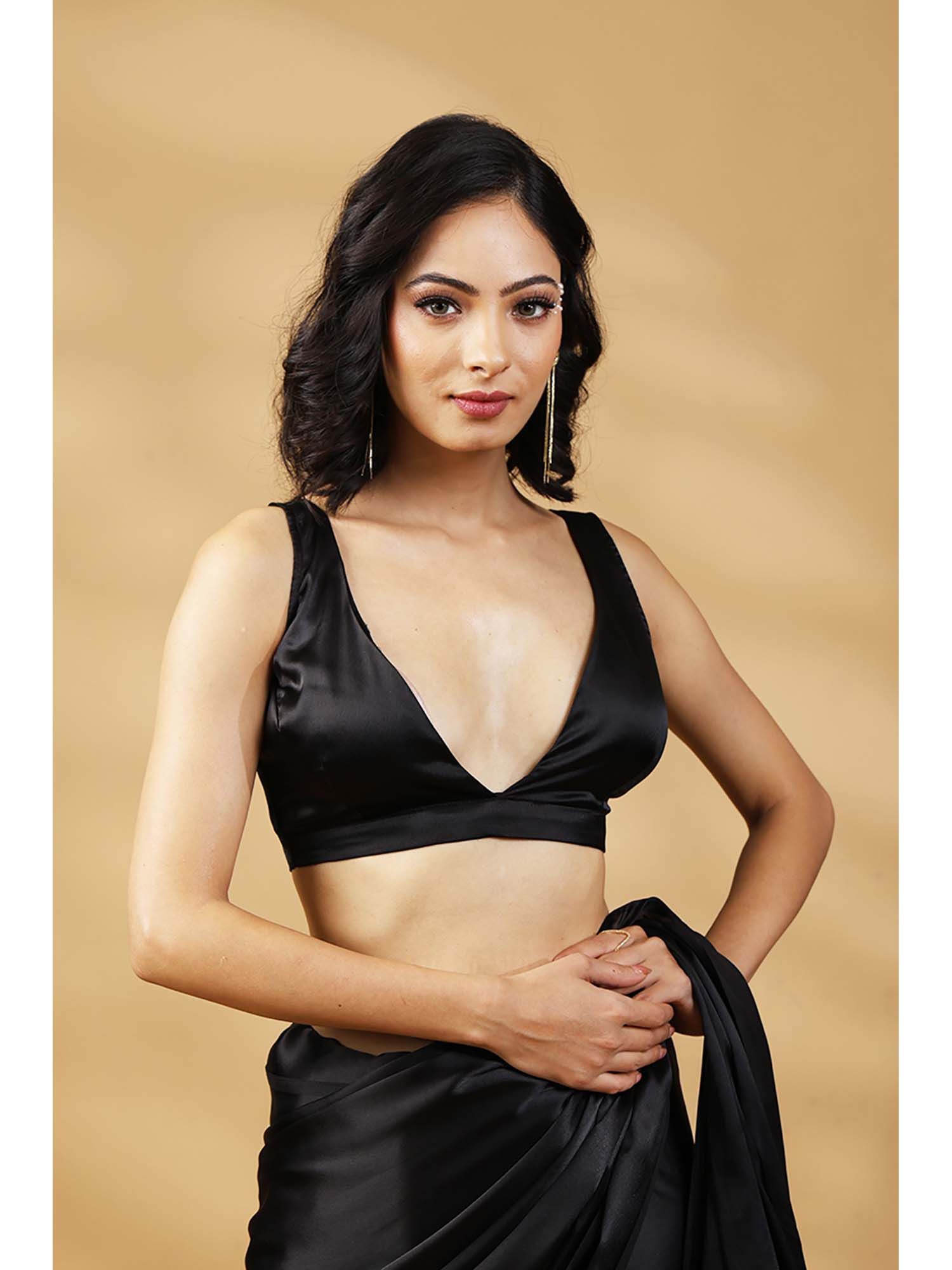 handme Black Luxe Premium Silk Blouse-picture-21