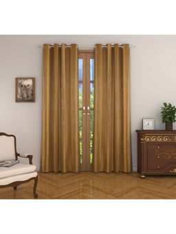 HomeTown - Emilia Jacquard Blackout Door Curtains 7 Feet in Mustard Colour (Set of 2)