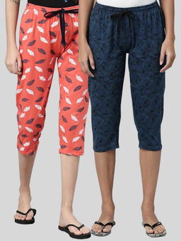 Kryptic - Women Printed Regular Fit Cotton Capris (Pack of 2)