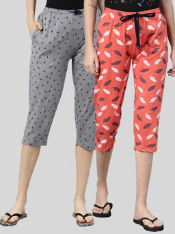 Kryptic - Women Printed Regular Fit Cotton Capris (Pack of 2)