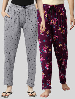 Kryptic - Women Printed Pure Cotton Lounge Pants (Pack of 2)