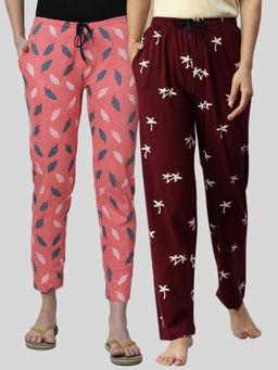 Kryptic - Women Printed Pure Cotton Lounge Pants (Pack of 2)