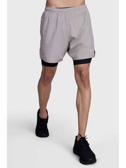 FUAARK - 2 In 1 Laser Running Shorts For Men's-Beige-Black