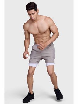 FUAARK - 2 In 1 Laser Running Shorts For Men's-Beige-White