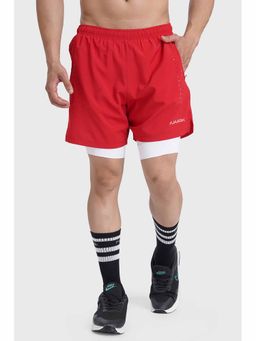 FUAARK - 2 In 1 Laser Running Shorts For Men's-Red