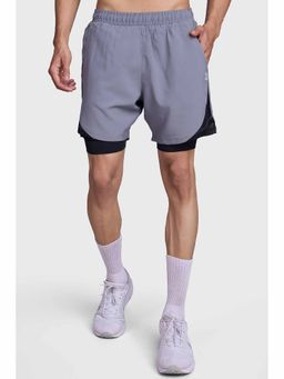 FUAARK - 2 In 1 Mesh Running Shorts For Men's-Grey-Black