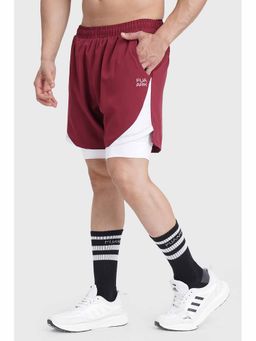 FUAARK - 2 In 1 Mesh Running Shorts For Men's-Maroon