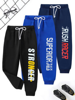 Kuchipoo - Boys Multi-Color Typography Joggers (Pack of 3)