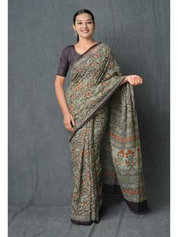Unnati Silks - Pale Blue Printed Kota Cotton Saree with Unstitched Blouse Unm74880