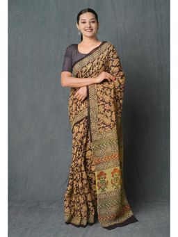 Unnati Silks - Pale Green Printed Kota Cotton Saree with Unstitched Blouse Unm74881