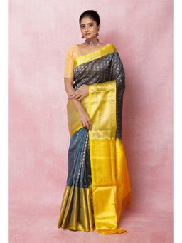 Unnati Silks - Dark Green Pure Handloom Assam Silk Saree with Unstitched Blouse Unm74888