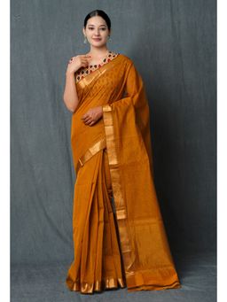 Unnati Silks - Mustard Pure Handloom Kota Saree with Unstitched Blouse Unm74896