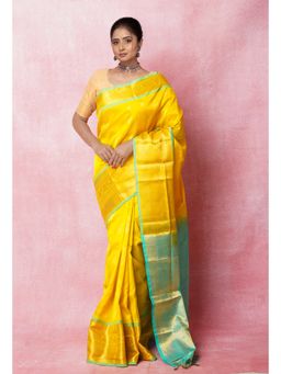 Unnati Silks - Yellow Pure Handloom Assam Silk Saree with Unstitched Blouse Unm74931