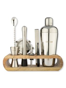 Car-O-Bar - 10 Piece Silver Bartender Kit with Stand (Set of 10)