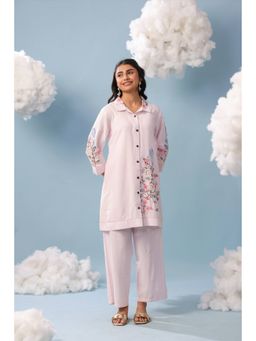 Scakhi - Pink Embroidered Rayon Flex Co-Ord Set