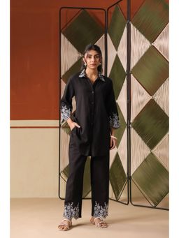 Scakhi - Black Embroidered Rayon Flex Co-Ord Set