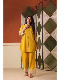 Scakhi - Mustard Embroidered Rayon Flex Co-Ord Set