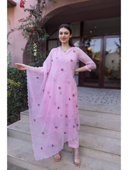 ASRUMO - Light Pink Dariya Embroidered Slip Kurta With Pant & Dupatta