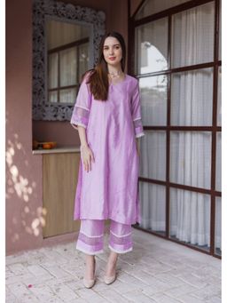 ASRUMO - Light Purple Chanderi Kurta With Pant & Dupatta
