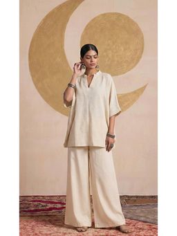 LAALZARI - Ivory Minimal Linen Co-Ord Set