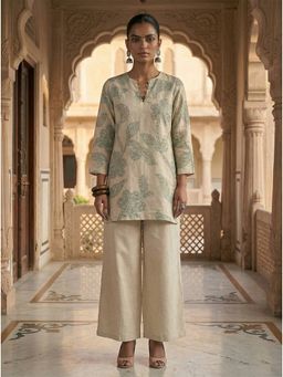 LAALZARI - Sage Green Leaf Print Co-Ord Set