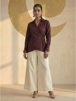 LAALZARI - Deep Brown Tailored Shirt Co-Ord Set