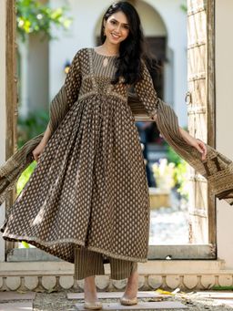 HOUSE OF JAMOTI - Booti Curl Anarkali Kurta With Pant & Dupatta