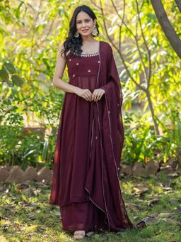 HOUSE OF JAMOTI - Kaach Butta Anarkali Kurta With Palazzo & Dupatta