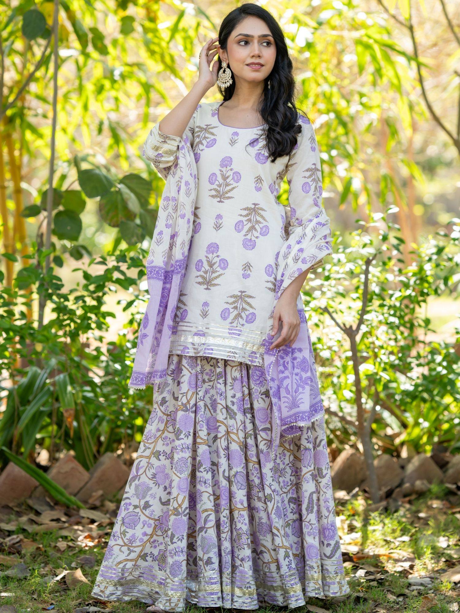 Bella Cotton Kurta & Skirt With Dupatta-image-5