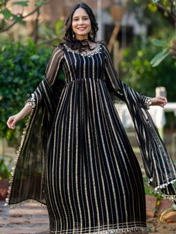 HOUSE OF JAMOTI - Noir Zareen Anarkali Kurta With Pant & Dupatta