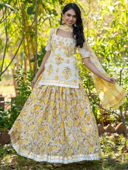 HOUSE OF JAMOTI - Ixora Yellow Kurta & Skirt With Dupatta